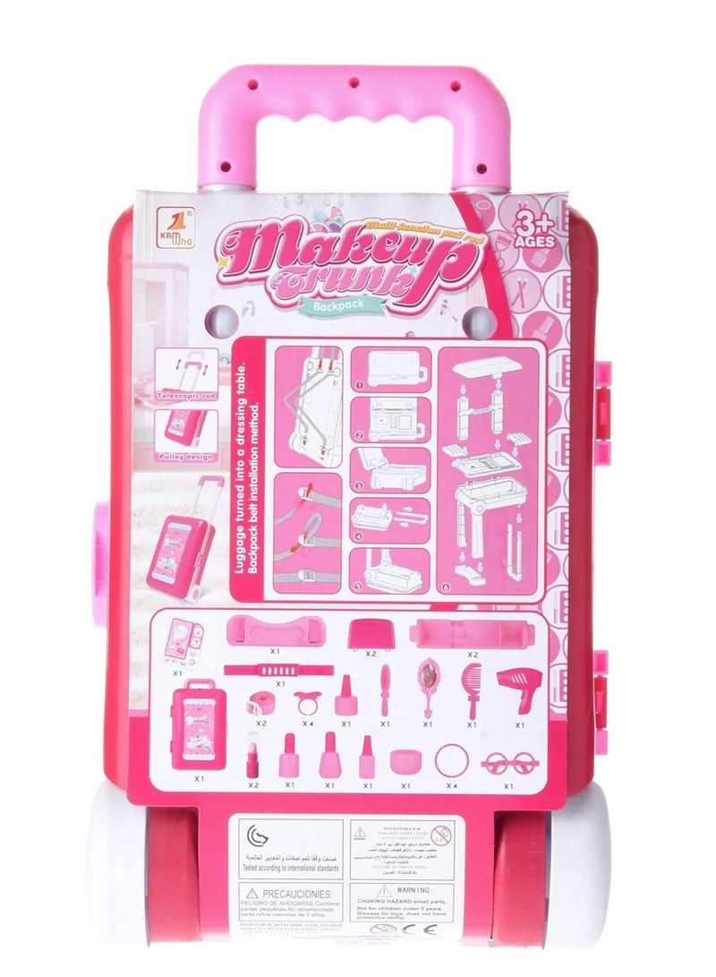 Kids Makeup Kit (29 Pcs) Play Luggage Bag Play Set Washable Makeup Set Toys for Girls Aged 3+ Play Set with Trolley Bag - Image 4