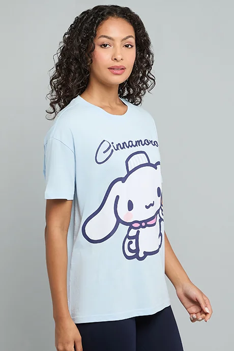 أر أند بي Cinnamoroll Print T-Shirt with Crew Neck and Short Sleeves