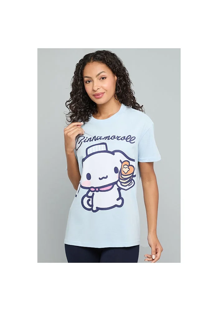 R&b Cinnamoroll Print T-Shirt with Crew Neck and Short Sleeves