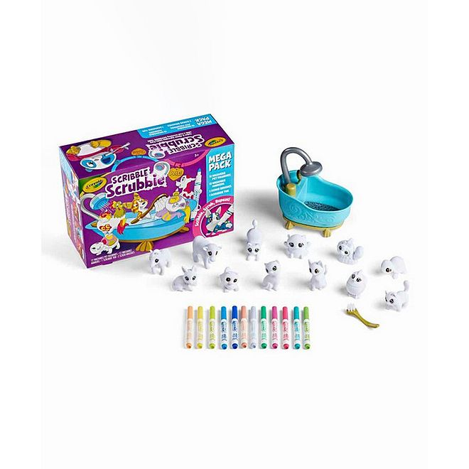 Crayola Scribble Scrubbie Pets Mega Tub Playset, Washable Markers, Safe Non-Toxic, Ages 3 - Image 1