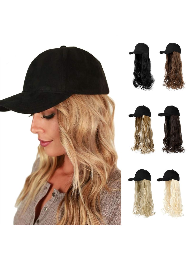 AynnQueen AynnQueen Baseball Cap with Hair Extensions 8 inch Wave Curly Bob Hairstyle Adjustable Wig Hat Synthetic Wig Attached for Women  Girl Ash Blonde Mix Ginger Brown 