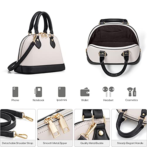 Bagsure 4 قطع حقائب يد نسائية عصرية، محافظ، حقائب كتف، حقيبة توت عادية، حقائب كروس، مجموعة حقائب هدية للسيدات والفتيات (أسود/أبيض-b) - Image 5