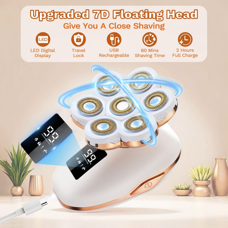 Psmicor Electric Razors for Women, 7D Electric Shaver for Women, 5 in 1 Lady Shavers, Wet/Dry Bikini Trimmer, Rechargeable Facial Hair Removal, Painless Face Razor for Arms Legs Armpit Pubic Area - Image 4
