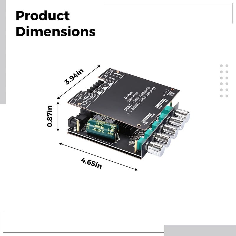Zk-Tb21 Wireless Digital Board Amplifier 2.1 Channel, Power 500W Output, Chip Tpa3116, Tone High and Low Adjustment, Input Aux, Amplification for Audio - Image 2