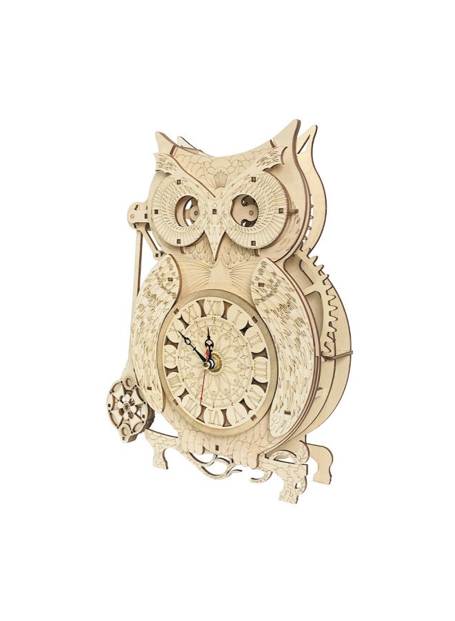 Creative Wooden Owl Clock Handmade Diy Three-dimensional Pendulum Clock Children's 3d Puzzle Puzzle Decompression Assembled Toy-Color:Support All Kinds Of Custom Clock - Image 4