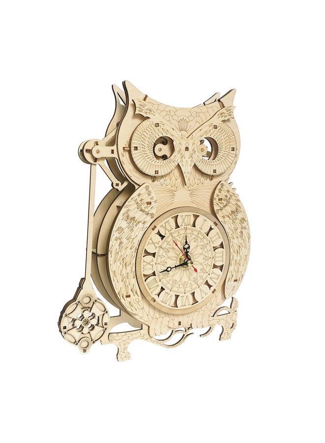 Creative Wooden Owl Clock Handmade Diy Three-dimensional Pendulum Clock Children's 3d Puzzle Puzzle Decompression Assembled Toy-Color:Support All Kinds Of Custom Clock - Image 3