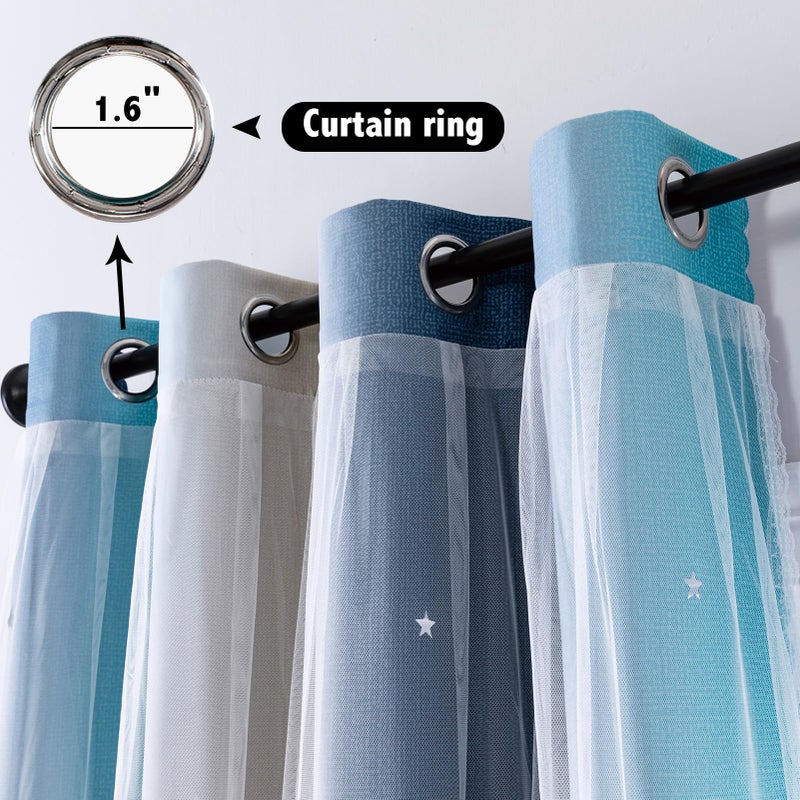 indistar Star Blackout Curtains for Girls Kids Bedroom, Colourful Stripe Window Curtain Panels, 2 Layer Lace Drapes, Room Darkening Curtain for Living Room Decor, 1 Panelï¼ˆBlue W52 x L84 inchï¼‰ - Image 4