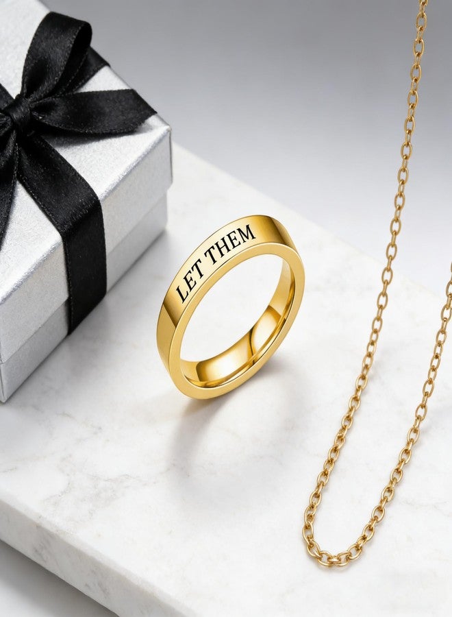 BlingNook Let Them Band Ring for Women Men, Self Worth Motivation Ring Stainless Steel Engraving Stackable Rings Inspirational Friendship Gift Jewelry for Sorority Sisters Best Friends (Gold, 6) - Image 4