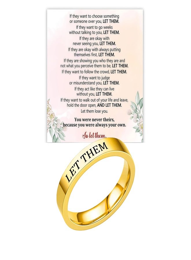 BlingNook Let Them Band Ring for Women Men, Self Worth Motivation Ring Stainless Steel Engraving Stackable Rings Inspirational Friendship Gift Jewelry for Sorority Sisters Best Friends (Gold, 6) - Image 1