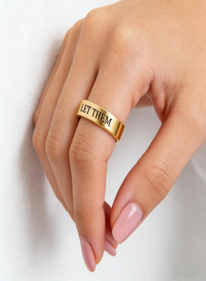 BlingNook Let Them Band Ring for Women Men, Self Worth Motivation Ring Stainless Steel Engraving Stackable Rings Inspirational Friendship Gift Jewelry for Sorority Sisters Best Friends (Gold, 6) - Image 2