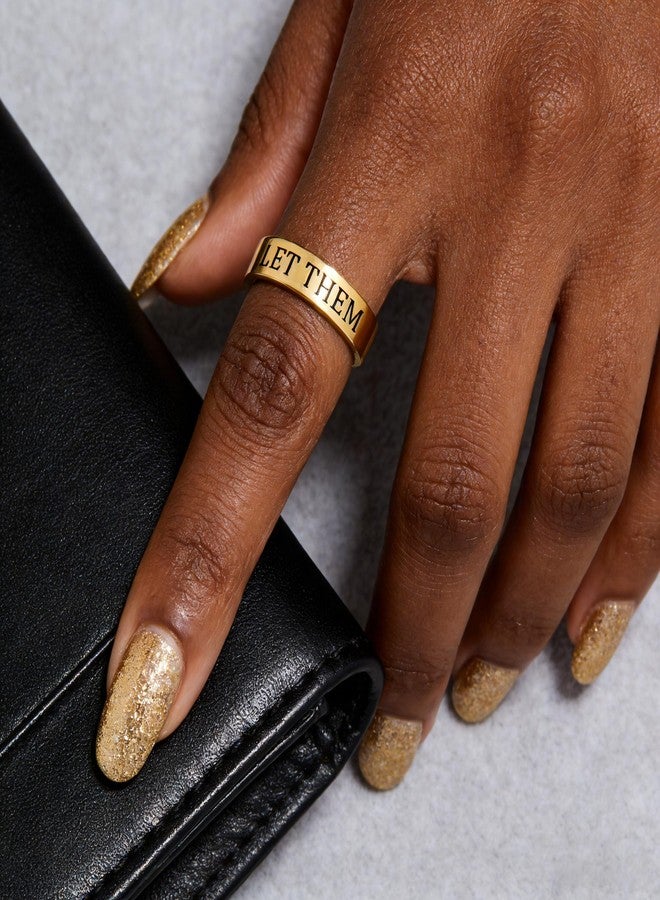 BlingNook Let Them Band Ring for Women Men, Self Worth Motivation Ring Stainless Steel Engraving Stackable Rings Inspirational Friendship Gift Jewelry for Sorority Sisters Best Friends (Gold, 6) - Image 3