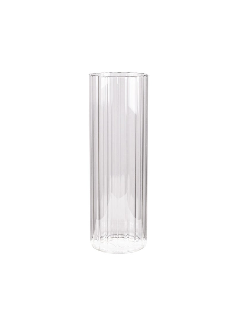 Gulf Flowers Glass Cylinder Vase with Line Design – Transparent – Diameter 10cm x Height 30cm – Elegant Glass Vase for Floral Arrangements, Home Décor, Office, Weddings, and Event Decorations 