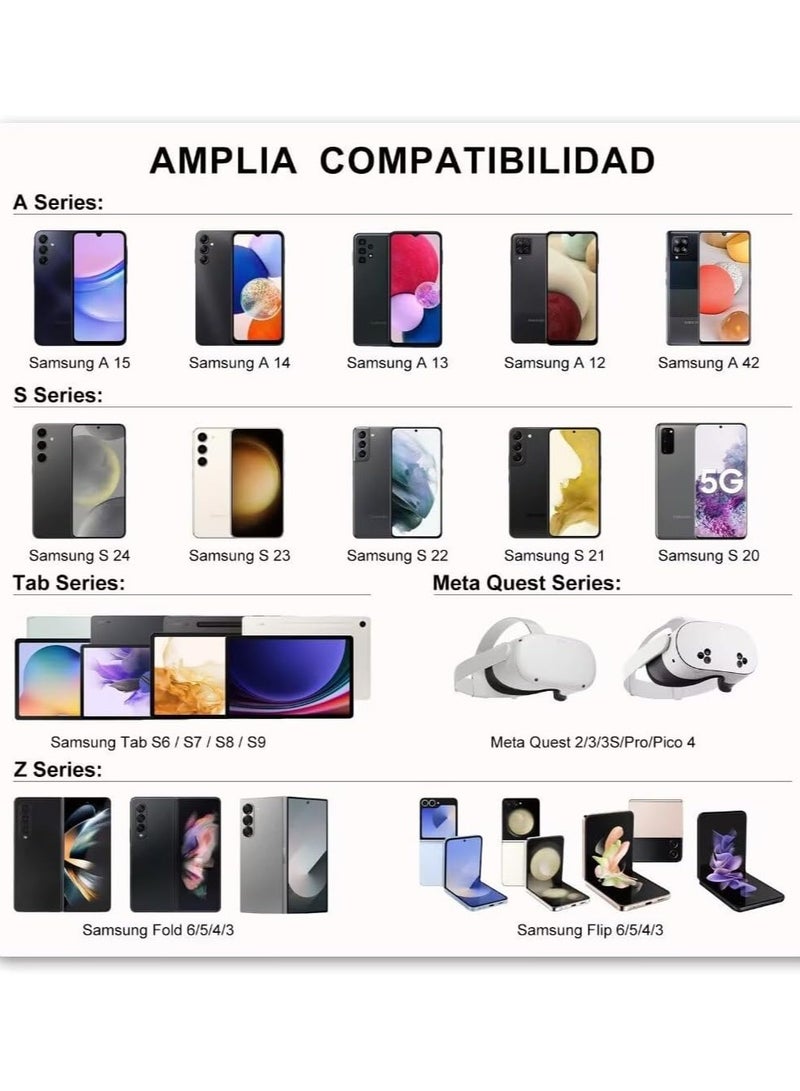 الجمعة . شاحن PD فائق السرعة بقوة 45 واط USB C سامسونج - متوافق مع S24 S23 S22 S21 S20 Ultra و S24 + S23 + S22 + S21 + و A53 و A15 و A 55 و A54 - محول طاقة من النوع C ، كابل 3M أسود - Image 2