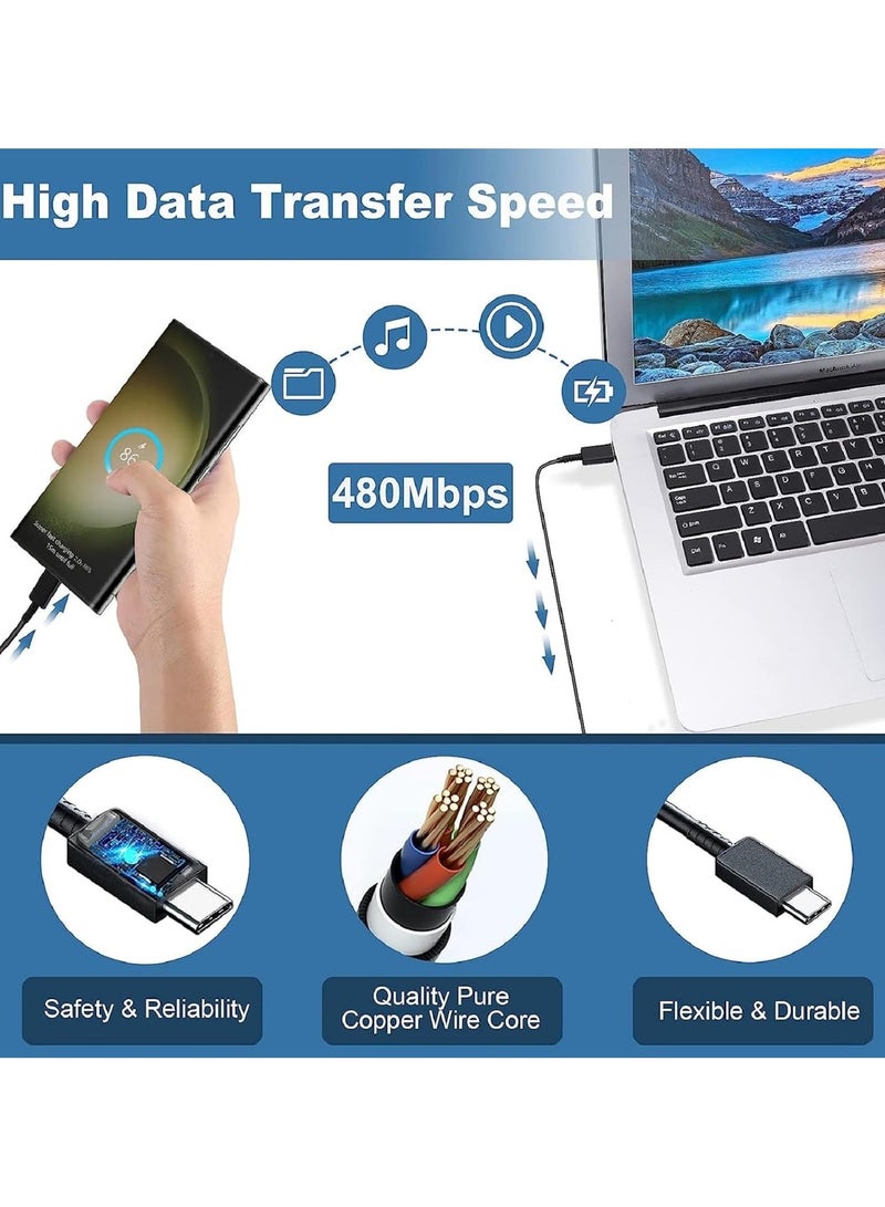 الجمعة . شاحن PD فائق السرعة بقوة 45 واط USB C سامسونج - متوافق مع S24 S23 S22 S21 S20 Ultra و S24 + S23 + S22 + S21 + و A53 و A15 و A 55 و A54 - محول طاقة من النوع C ، كابل 3M أسود - Image 4
