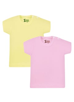 Funny Bunny Pack Of 2 Plain Color Half Sleeve Undershirt For Baby Girl  - Image 1