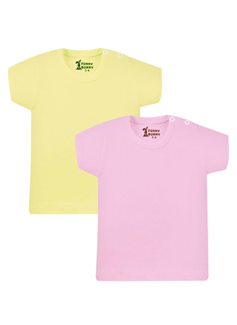 Pack Of 2 Plain Color Half Sleeve Undershirt For Baby Girl