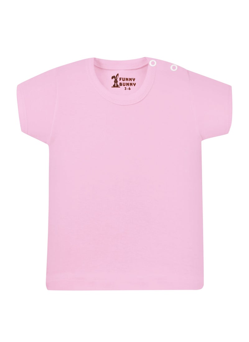 Funny Bunny - Pack Of 2 Plain Color Half Sleeve Undershirt For Baby Girl - Image 1
