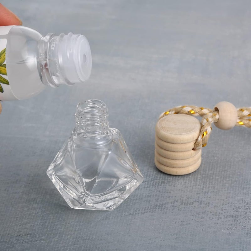 كاست ويف زجاجة عطر معطر هواء السيارة فارغة قابلة لإعادة التعبئة، زجاجة عطر للسيارة، قلادة موزع عطر معلقة للسيارة، زجاجة فارغة لزيت العطر الأساسي، ديكور زجاجة فارغة للعلاج بالروائح (12 قطعة، طراز متنوع) - Image 3