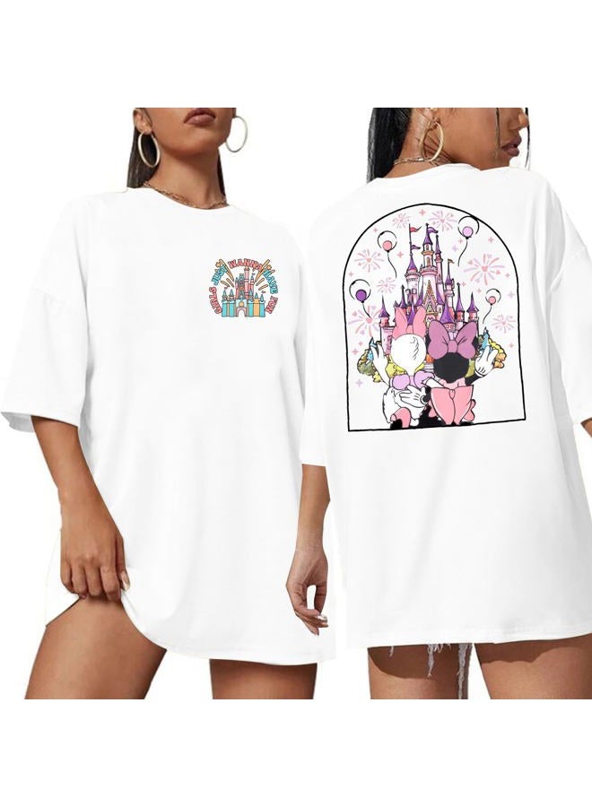 VILOVE Magic Kingdom Shirt Women Girls Just Wanna Have Fun Shirt Girls Trip T-Shirt Cute Magical Tee Summer Vacation Tops, White, M - Image 1