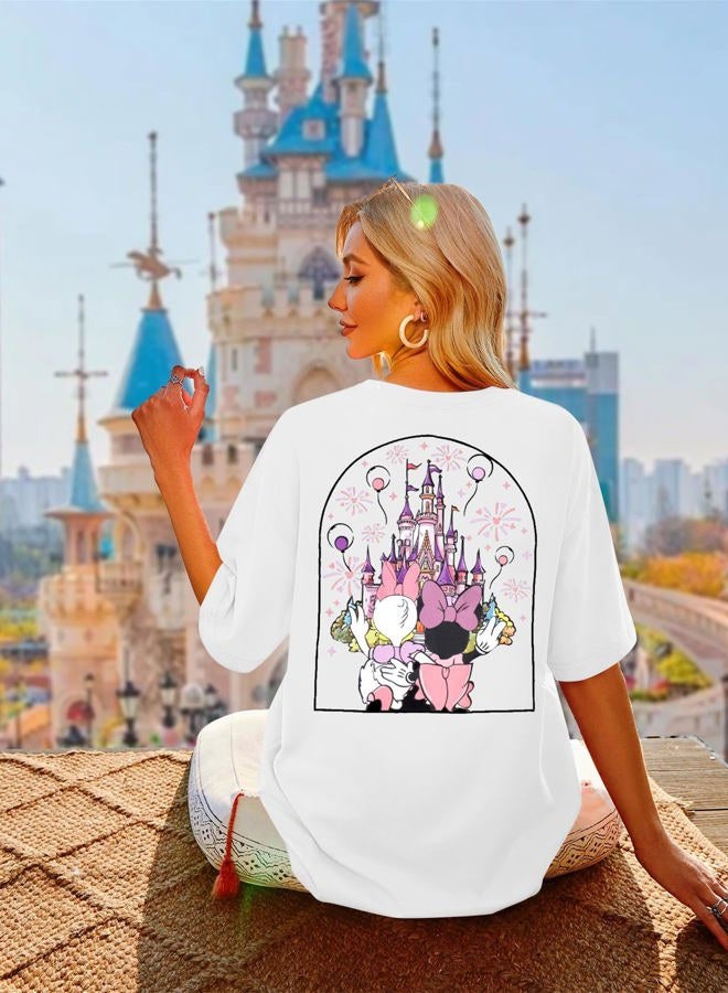 VILOVE Magic Kingdom Shirt Women Girls Just Wanna Have Fun Shirt Girls Trip T-Shirt Cute Magical Tee Summer Vacation Tops, White, M - Image 2