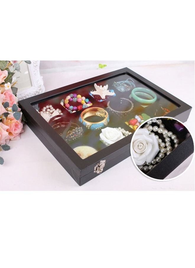PADOM - Padom Removable Jewelry Tray Showcase Display Stackable for Earrings Brooch Buttons Rings, necklace Black Velvet 12 Grids - Image 1