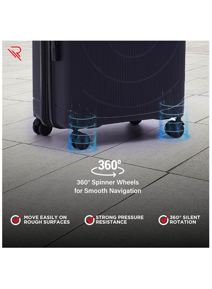 REFLECTION Jaguar Hard Luggage PP Trolley Bag with 4 Spinner Wheels and TSA Lock  BLACK  63CM - Image 4