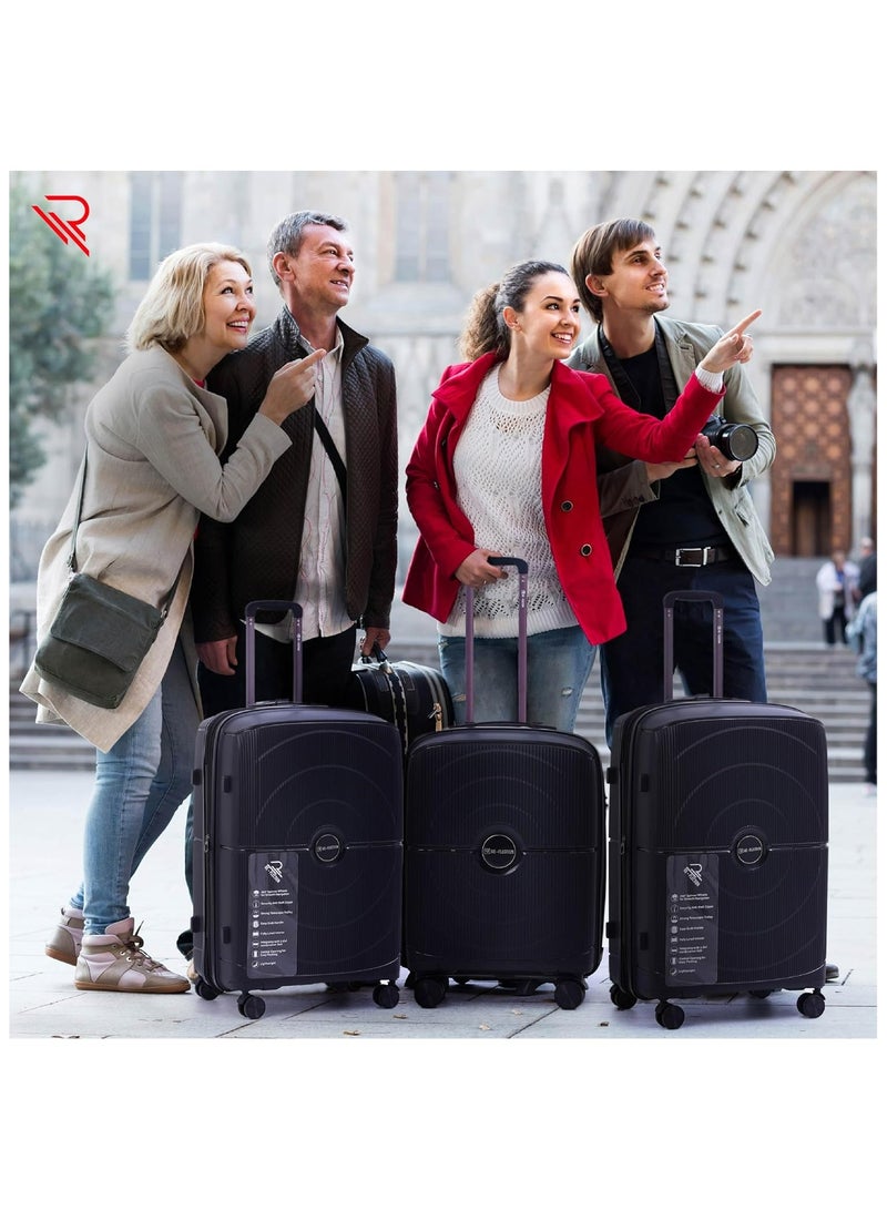 REFLECTION Jaguar Hard Luggage PP Trolley Bag with 4 Spinner Wheels and TSA Lock  BLACK  63CM - Image 5