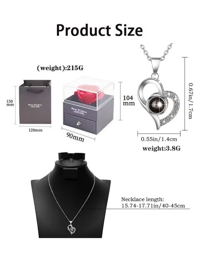 Preserved Rose Necklace - Infinite Roses, Heart-Shaped Gift Box - Made from Real, Fresh, and Beautiful Roses - A Romantic Gift for Her, a Women's Gift, a Mother's Day Gift - Image 2