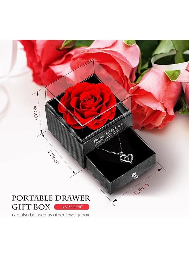 Preserved Rose Necklace - Infinite Roses, Heart-Shaped Gift Box - Made from Real, Fresh, and Beautiful Roses - A Romantic Gift for Her, a Women's Gift, a Mother's Day Gift - Image 4