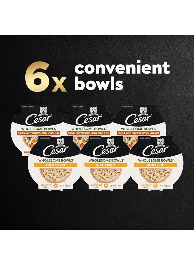 Cesar Wholesome Bowls Adult Wet Dog Food, Chicken Recipe And Chicken, Sweet Potatoes & Green Beans Recipe Variety Pack, 3 Oz., Pack Of 6 - Image 2