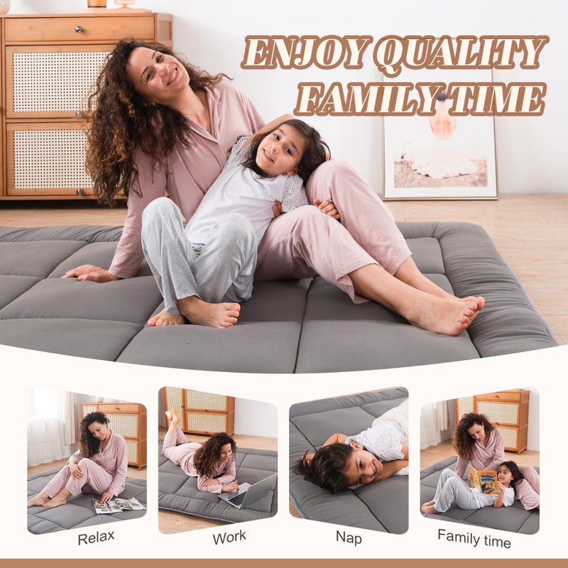 WhatsBedding Japanese Floor Mattress Futon Mattress 3" Grey Tatami Mat Shredded Memory Foam Filled Sleeping Pad, Foldable & Portable Roll Up Lounger Camping Bed,39"x 80" Twin Size - Image 3