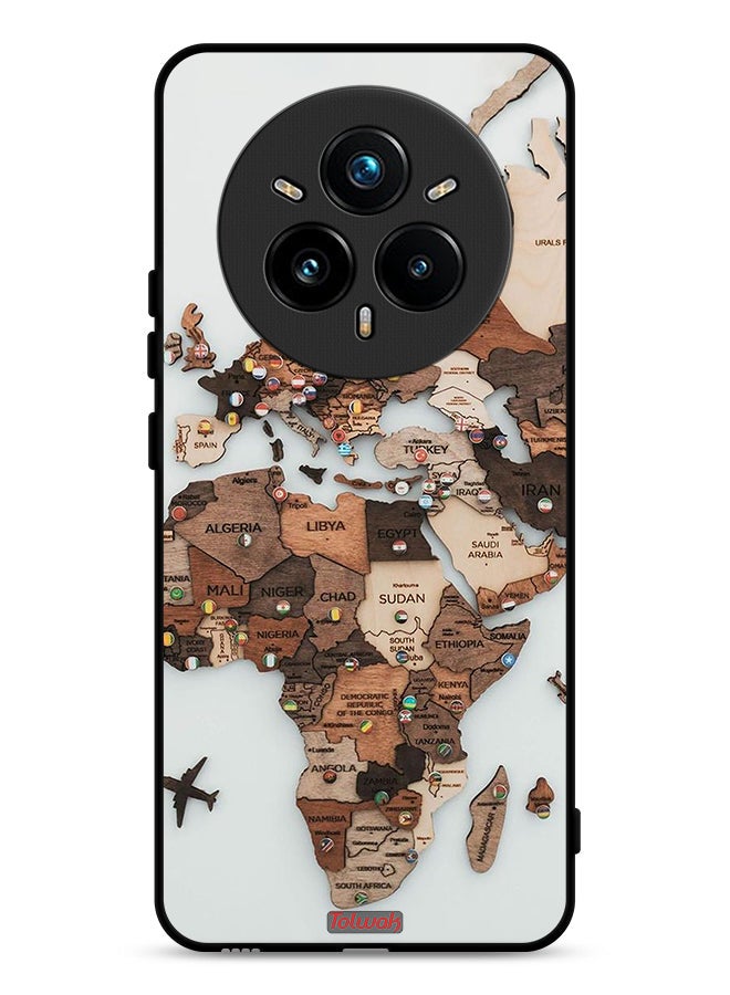 Tolwak Realme 14 Pro Plus 5G Protective Case Cover World Map Art