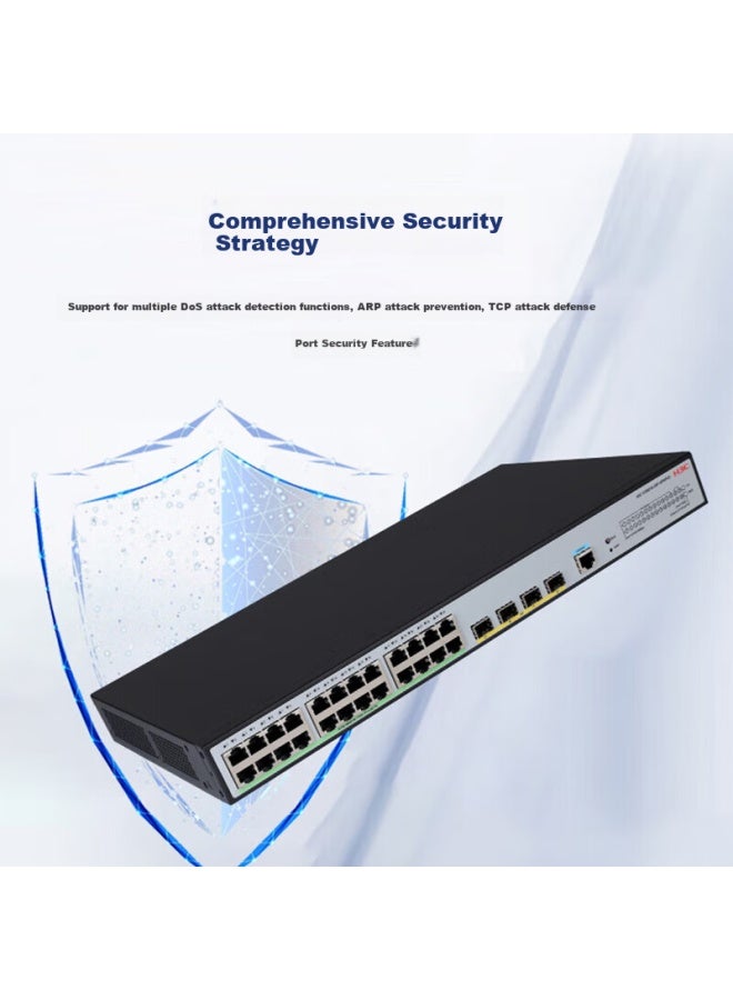 H3C مفتاح شبكة H3c 24 منفذ إيثرنت جيجابت + 4 منافذ Sfp، إدارة كاملة جيجابت طبقة 2، مستوى المؤسسات، طاقة PoE، عزل كابل الشبكة 400 واط/منفذ، S1850v3-28p - Image 1