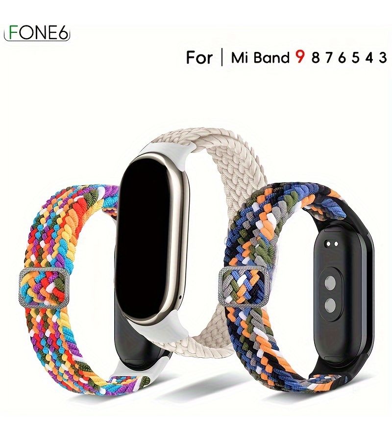 رباط قابل للتعديل من النايلون المطاطي بشكل حلقة مفردة لـ Mi Band 3 4 5 6 7، سوار متعدد الاستخدامات بلون مختلط 1 - Image 1