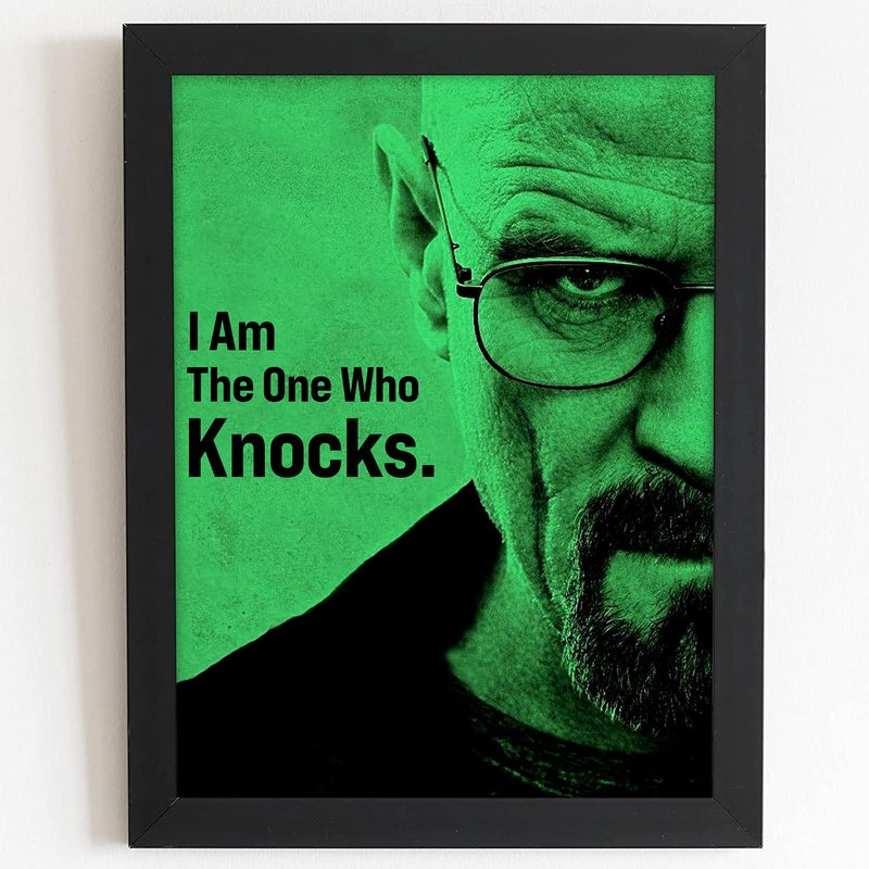 Craftolive Breaking Bad Walter I Am The One Who Knocks Dialogue Inspired Poster with Frame for Wall Decor Room Decor Home Decor Gift Framed Poster Wall Frame - Image 1