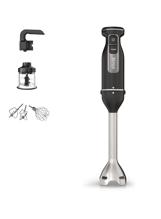 Ninja Foodi 3-In-1 HAnd Blender, HAnd Mixer & Chopper, Food Processor With 3 Attachments, 850W Powerbase, Immersion Blender, 5 MixIng Speeds, 2 BlendIng Speeds, 1.5m Cord CI100ME Silver/Black - Image 1
