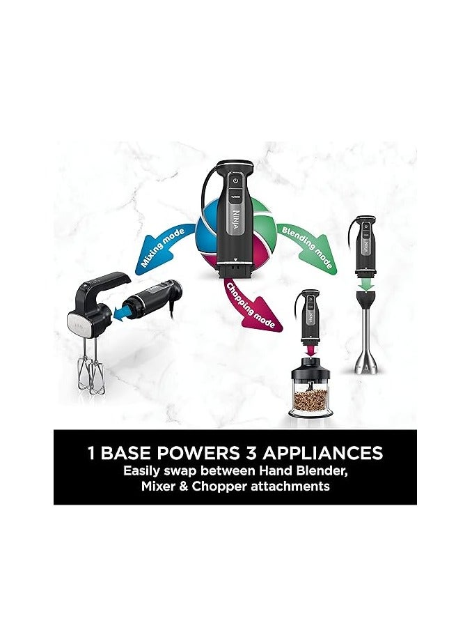 Ninja Foodi 3-In-1 HAnd Blender, HAnd Mixer & Chopper, Food Processor With 3 Attachments, 850W Powerbase, Immersion Blender, 5 MixIng Speeds, 2 BlendIng Speeds, 1.5m Cord CI100ME Silver/Black - Image 5