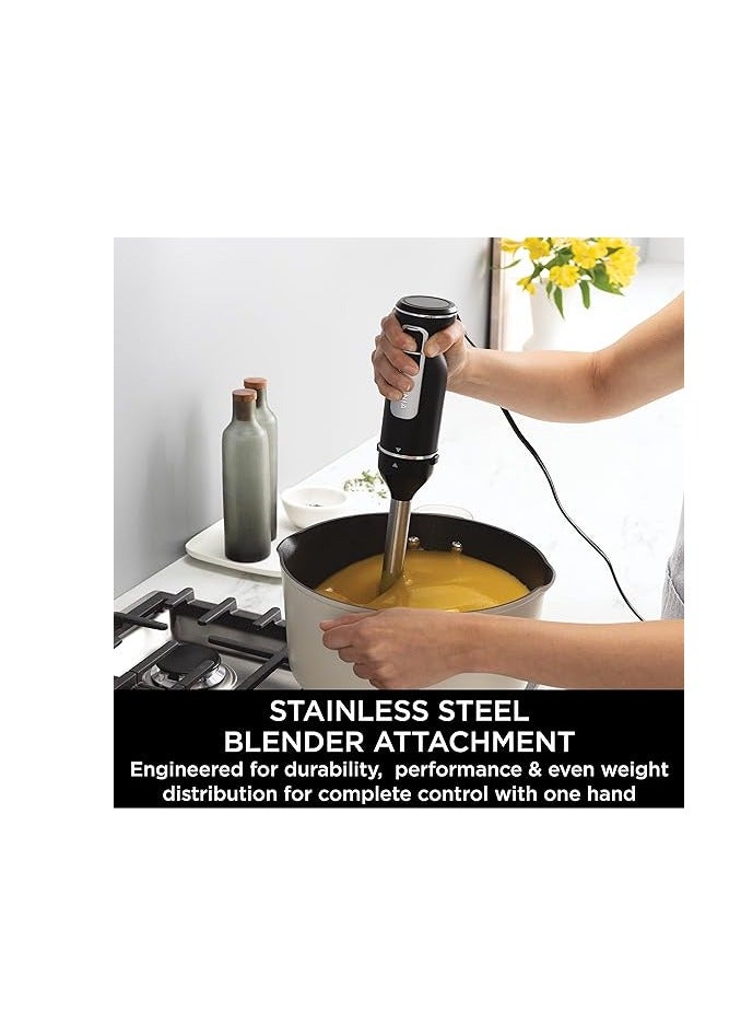 Ninja Foodi 3-In-1 HAnd Blender, HAnd Mixer & Chopper, Food Processor With 3 Attachments, 850W Powerbase, Immersion Blender, 5 MixIng Speeds, 2 BlendIng Speeds, 1.5m Cord CI100ME Silver/Black - Image 4