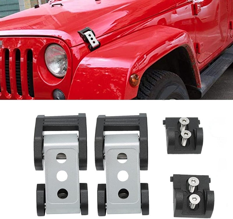 Hood Latch Catch Buckle Heavy Duty Aluminum Alloy Stainless Steel Hood Locking Buckle Replacement for JK Unlimited 2 Doors 4 Doors 2007 2017 Black Silver (Silver) - Image 2