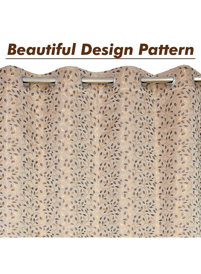 Yellow Weaves Yellow Weaves Rich Jacquard Fabric Grommet Semi Sheer Curtains For Door, String Leaves, 7 Feet, Pack Of 2, Beige Brown, String - Image 2