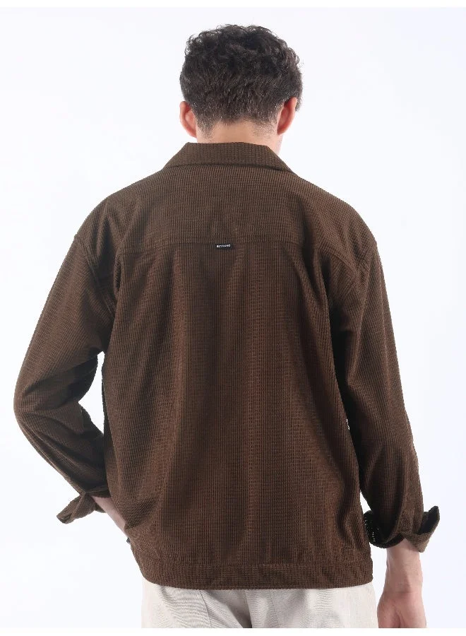 بيونغ جاكيت قميص كوردروي بلون بني وافل