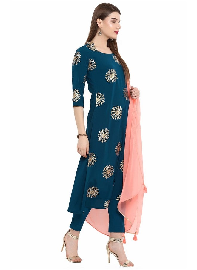 Janasya Women's Turquoise Blue Poly Crepe A-Line Kurta with Pant and Dupatta(Turquoise Blue_XXX-Large) - pzsku/Z48EC5367F5AA558E9DF6Z/45/_/1740118156/d7364867-2f6a-46d7-8e35-12a212093f6f