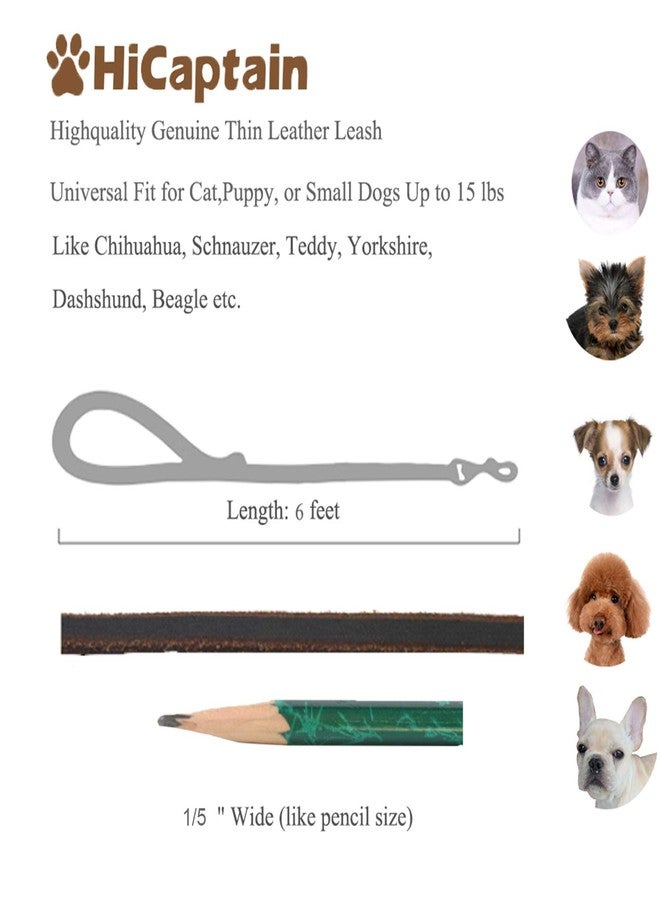 HiCaptain Genuine Thin Leather Dog Leash for Small Dogs, Leather Training Dog Leash for Medium Dogs, Puppy, Cats, Up to 15 lb, 1/5 Inch Wide - Image 2