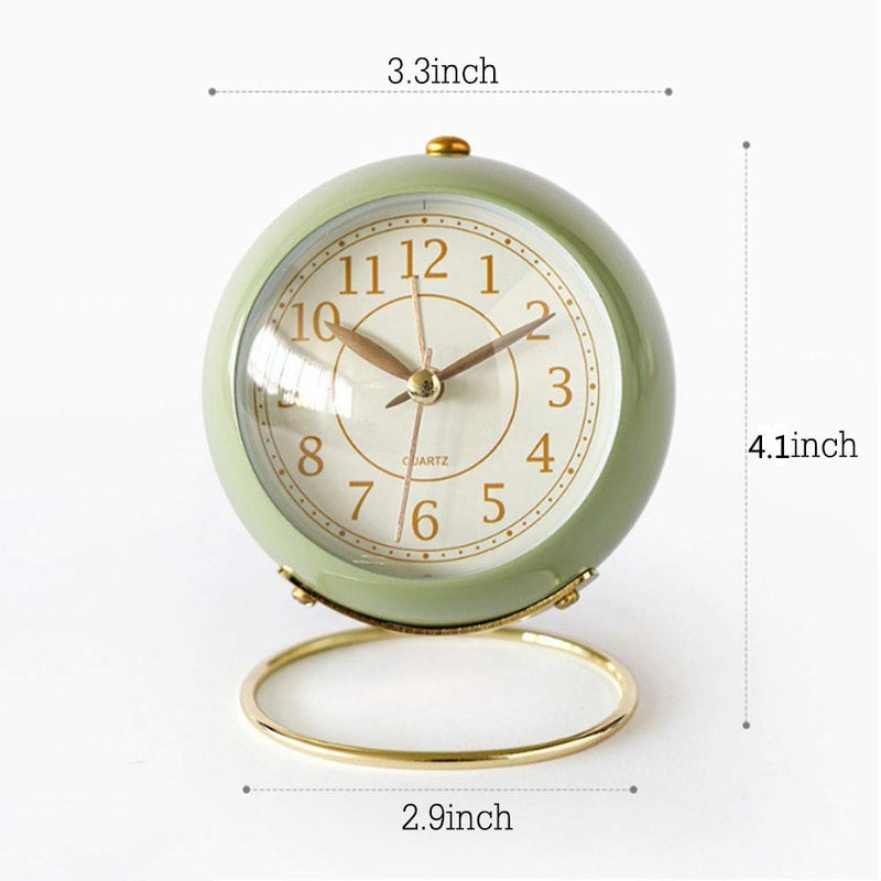 SHISEDECO Small Tableclocks Classic NonTicking Tabletop Alarm Clock with Backlight Battery Operated Astronaut Deskclock with HD Glass for Living Room Bedroom Bedside Indoor Decor Green - Image 3