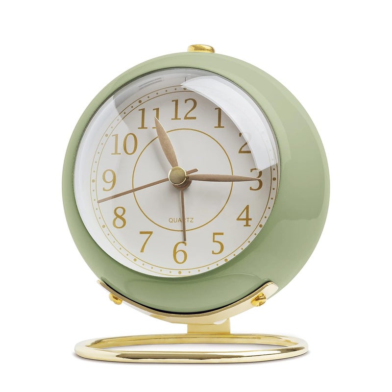 SHISEDECO Small Tableclocks Classic NonTicking Tabletop Alarm Clock with Backlight Battery Operated Astronaut Deskclock with HD Glass for Living Room Bedroom Bedside Indoor Decor Green - Image 1
