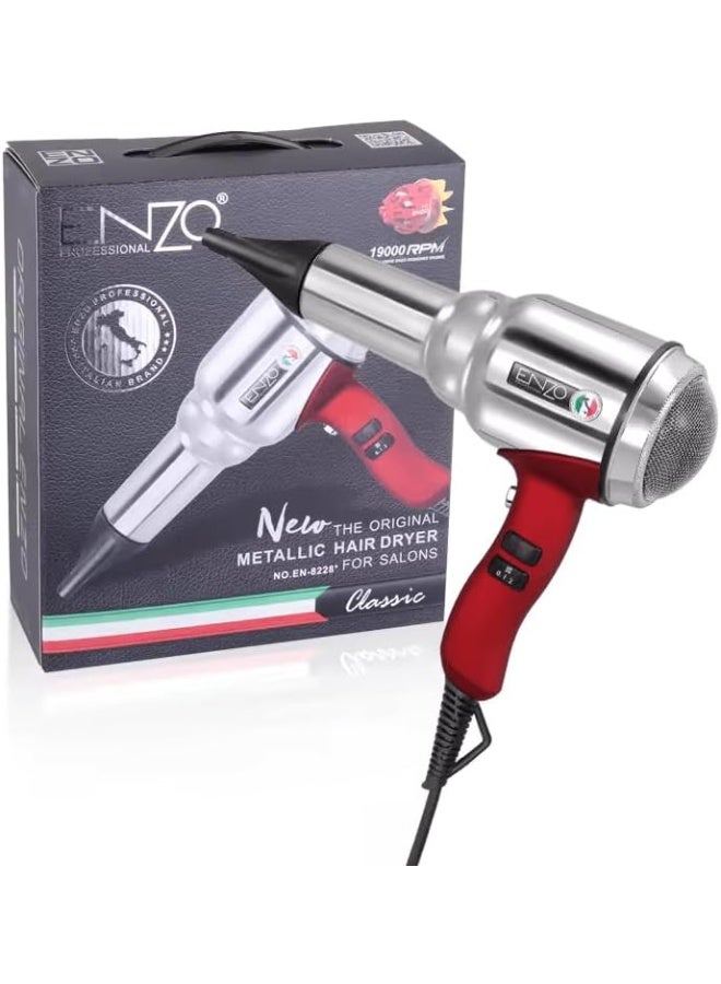 ENZO Professional مجفف شعر إنزو EN-8228 2000 واط احترافي (فضي) - النسخة الدولية - Image 1