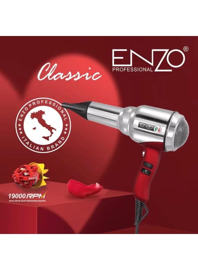 ENZO Professional مجفف شعر إنزو EN-8228 2000 واط احترافي (فضي) - النسخة الدولية - Image 5
