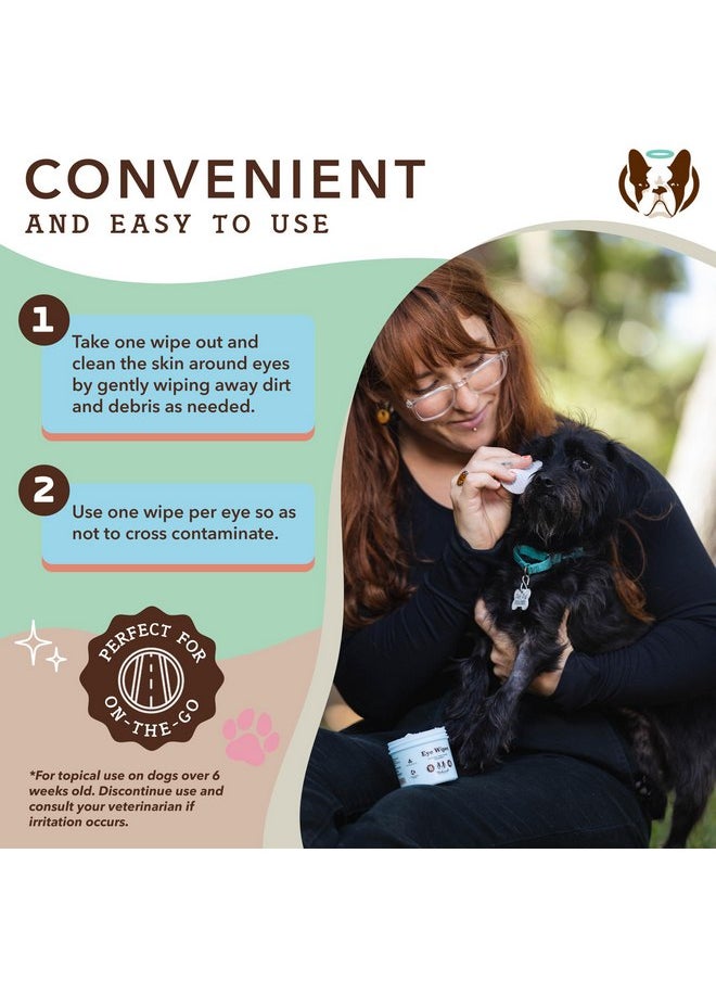  شركة Natural Dog - مناديل طبيعية لعيون الكلاب - 50 عبوة - مناديل مهدئة لعيون الكلاب بمكونات طبيعية غير مزعجة، الشاي الأخضر والذهب الذهبي، مناديل فعالة لإزالة بقع الدموع من عيون الكلاب ومناديل لإزالة الأوساخ من عيون الكلاب، نباتية - Image 1