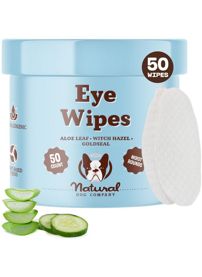  شركة Natural Dog - مناديل طبيعية لعيون الكلاب - 50 عبوة - مناديل مهدئة لعيون الكلاب بمكونات طبيعية غير مزعجة، الشاي الأخضر والذهب الذهبي، مناديل فعالة لإزالة بقع الدموع من عيون الكلاب ومناديل لإزالة الأوساخ من عيون الكلاب، نباتية - Image 1