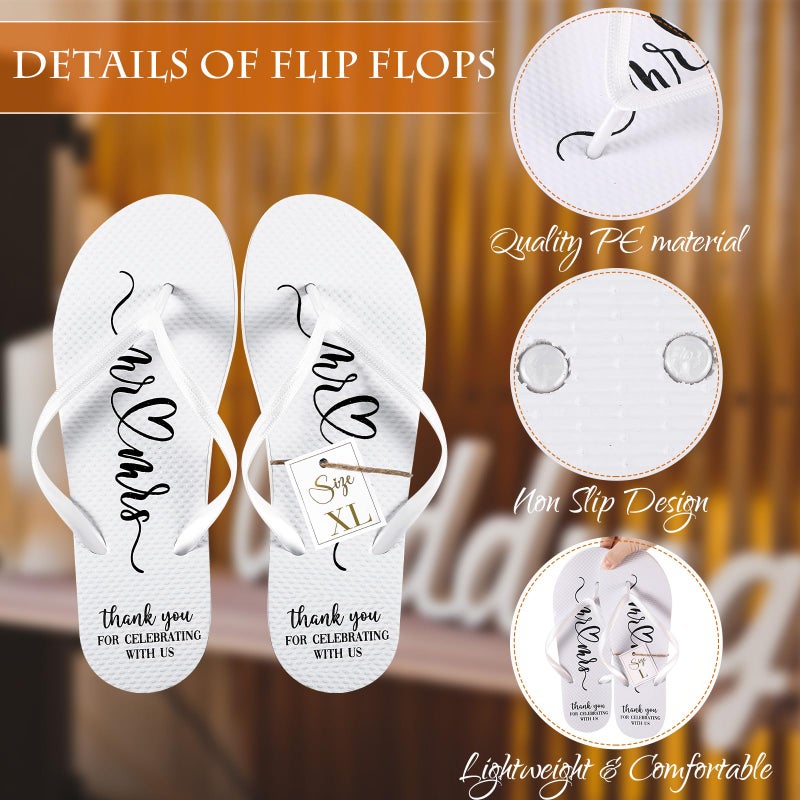 Breathffy 24 Pairs Wedding Flip Flops Bulk Slippers Flip Flops Women Wedding Sandals with Size Cards Drawstring Bags (White,Black) - Image 3